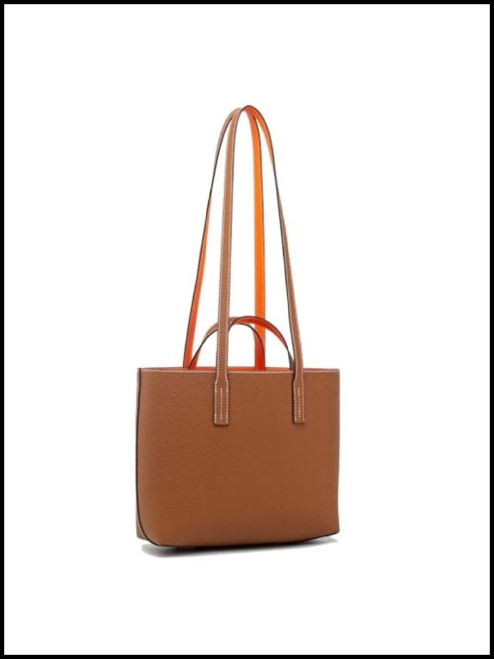 Genuine Leather Reversible Tote Bag Shoulder Handbag Double Side Purse
